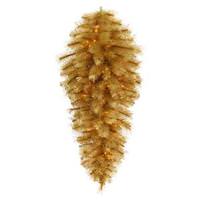 Vickerman 36" x 17" Artificial Gold Glitter Mixed Pine Teardrop 70 Clear Lights