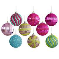 Vickerman 3" Assorted Color Flat Round Ornament (9 pack)