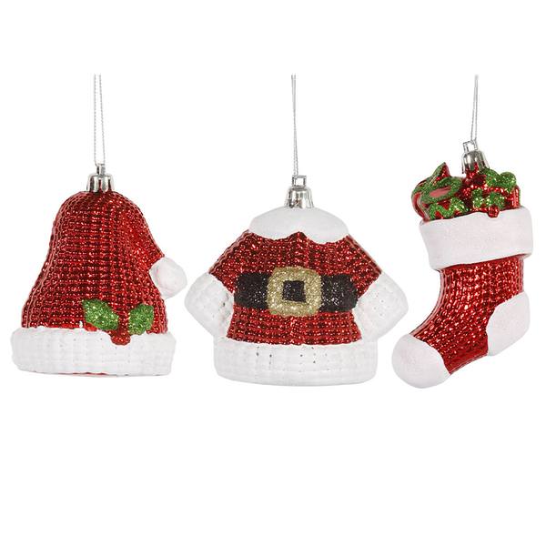 3.75" Santa Clothes Assorted Ornament (6 pack)
