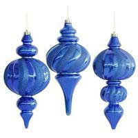 Vickerman 10" Blue Finial Assorted Ornament (3 pack)