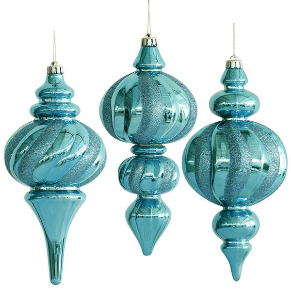 10" Turquoise Finial Assorted Ornament (3 pack)