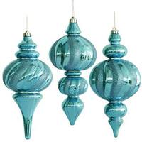 Vickerman 10" Turquoise Finial Assorted Ornament (3 pack)