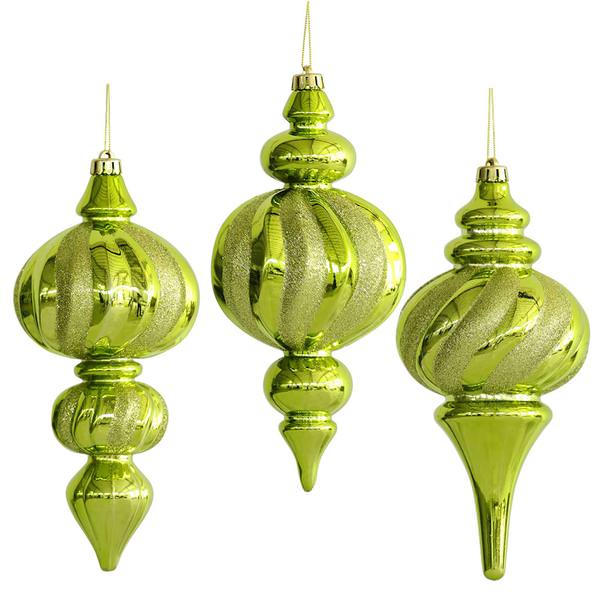 10" Lime Finial Assorted Ornament (3 pack)