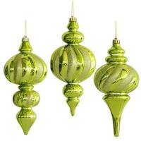 Vickerman 10" Lime Finial Assorted Ornament (3 pack)