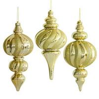 Vickerman 10" Champagne Finial Assorted Ornament (3 pack)