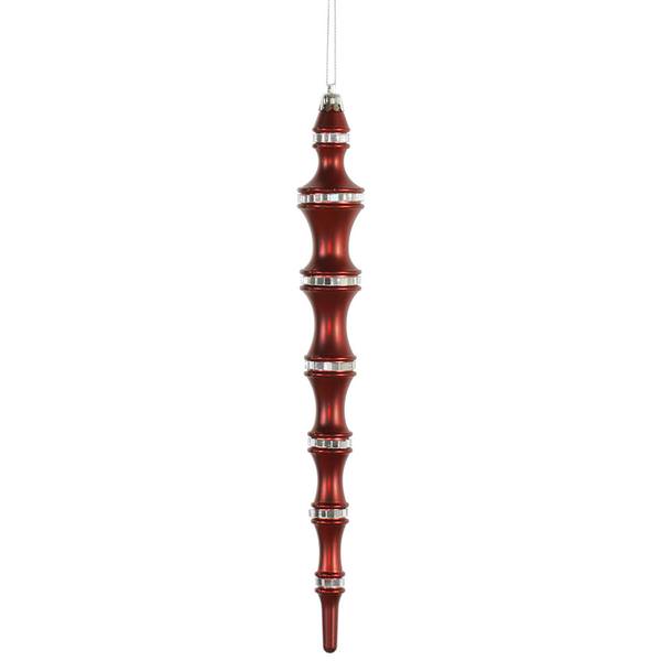 12" Burgundy Mirror Icicle Ornament (4 pack)