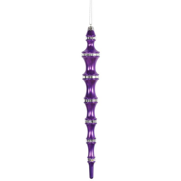 12" Purple Mirror Icicle Ornament (4 pack)