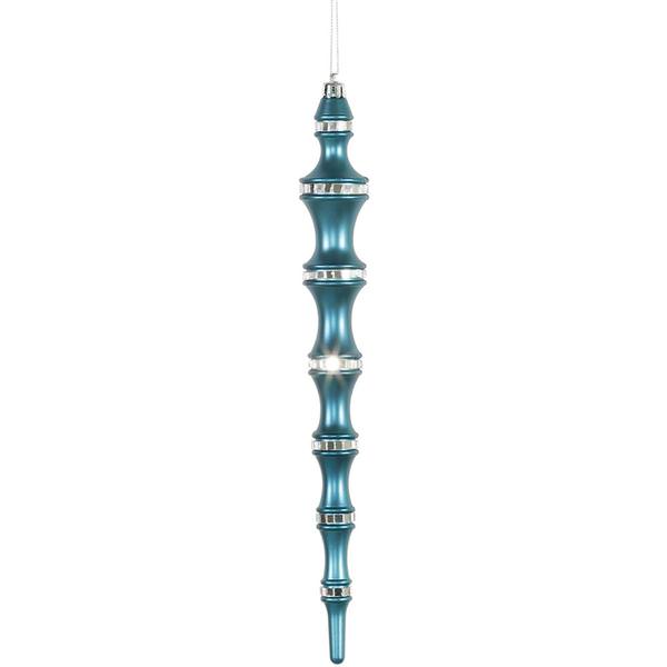 12" Turquoise Mirror Icicle Ornament (4 pack)