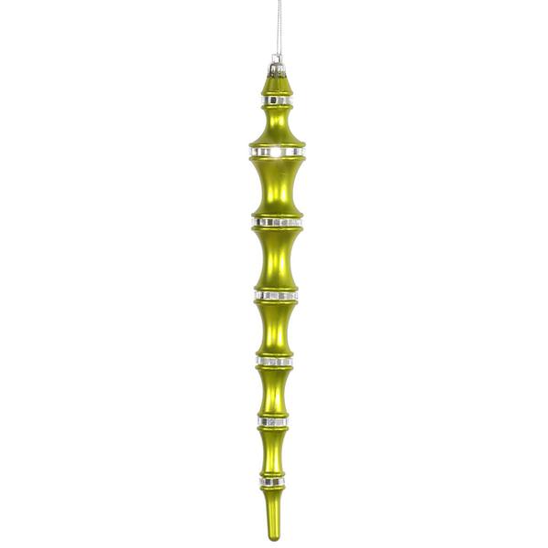 12" Lime Mirror Icicle Ornament (4 pack)