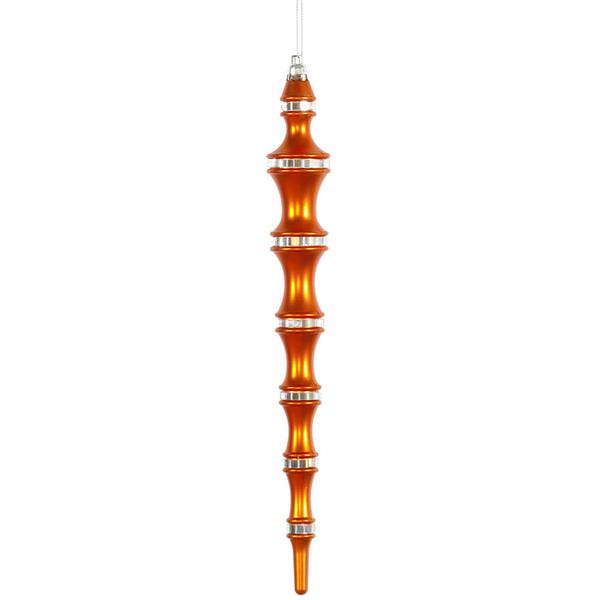 12" Burnished Orange Mirror Icicle Ornament (4 pack)