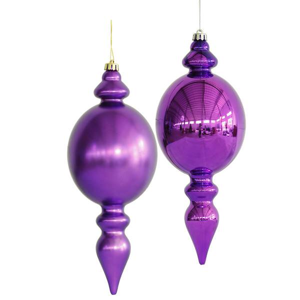 12" Purple Finial Assorted Ornament (2 pack)