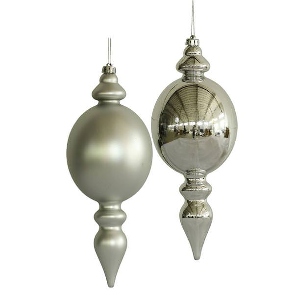 12" Silver Finial Assorted Ornament (2 pack)