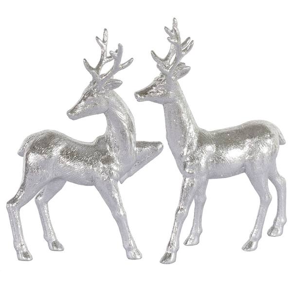 13" Silver Standing Reindeer Assorted Ornament (2 pack)