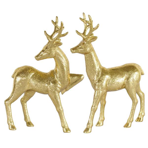 13" Gold Standing Reindeer Assorted Ornament (2 pack)