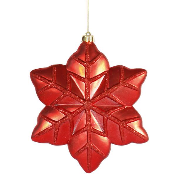 8" Red Snowflake Ornament (2 pack)