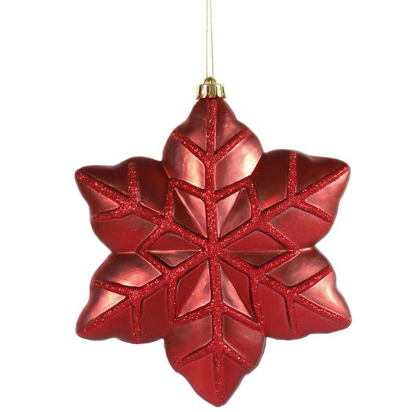 8" Burgundy Snowflake Ornament (2 pack)