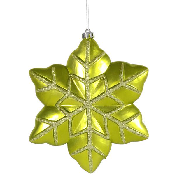 8" Lime Snowflake Ornament (2 pack)