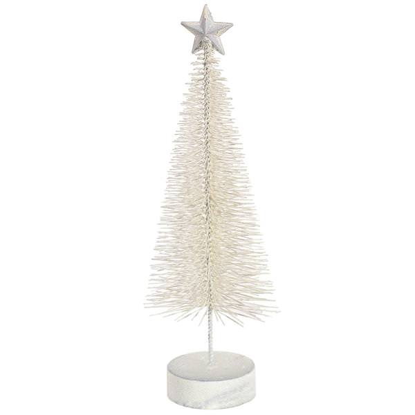 8" White Glitter Sisal Tree with Star (2 pack)