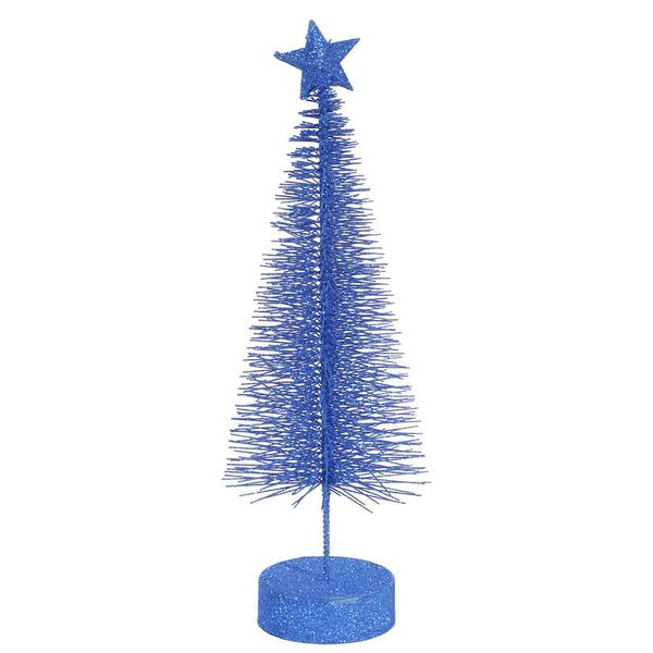 8" Blue Glitter Sisal Tree with Star (2 pack)