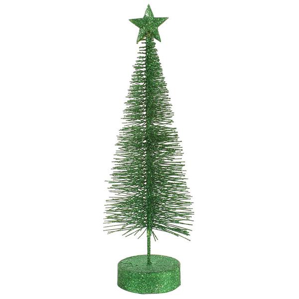 8" Green Glitter Sisal Tree with Star (2 pack)