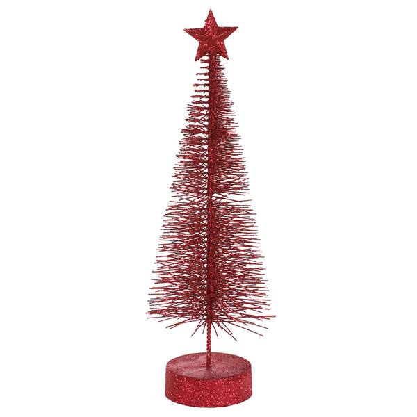 8" Burgundy Glitter Sisal Tree with Star (2 pack)