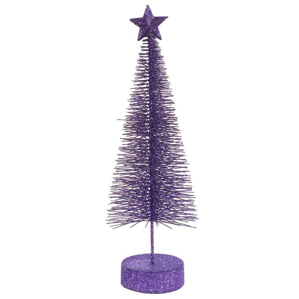 8" Purple Glitter Sisal Tree with Star (2 pack)
