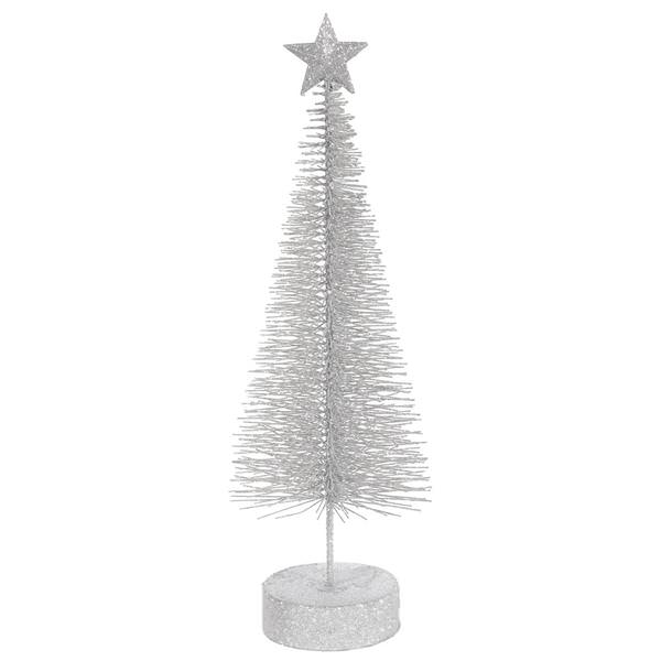 8" Silver Glitter Sisal Tree with Star (2 pack)