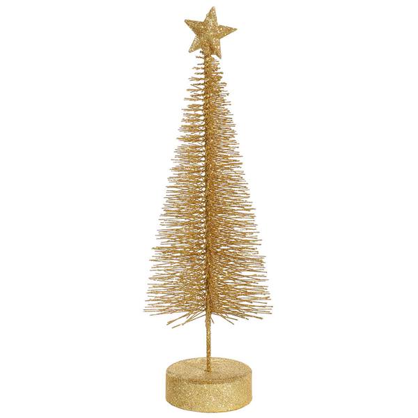8" Gold Glitter Sisal Tree with Star (2 pack)