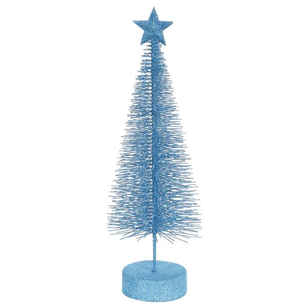 8" Turquoise Glitter Sisal Tree with Star (2 pack)