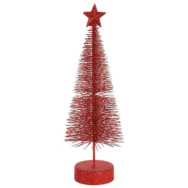 12" Red Glitter Sisal Tree with Star (2 pack)