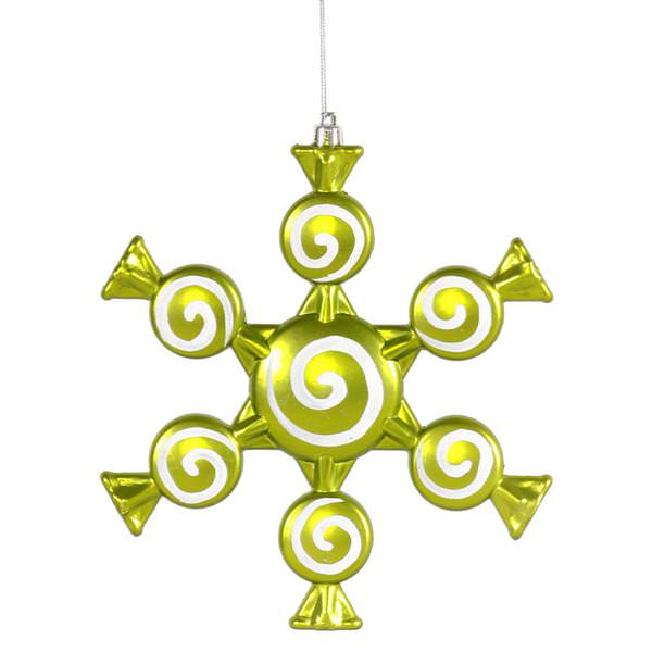 8" Lime Candy Snowflake Ornament (2 pack)
