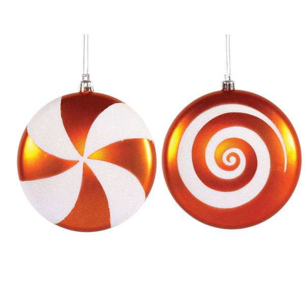 4.75" Orange / White Candy Assorted Ornament (4 pack)
