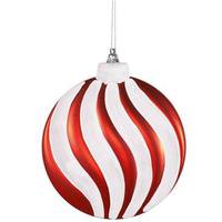 Vickerman 10" Red / White Flat Swirl Ornament (2 pack)