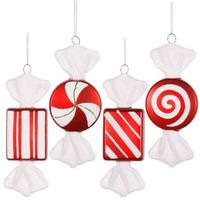 View 6" Red / White Candy Assorted Ornament (4 pack)