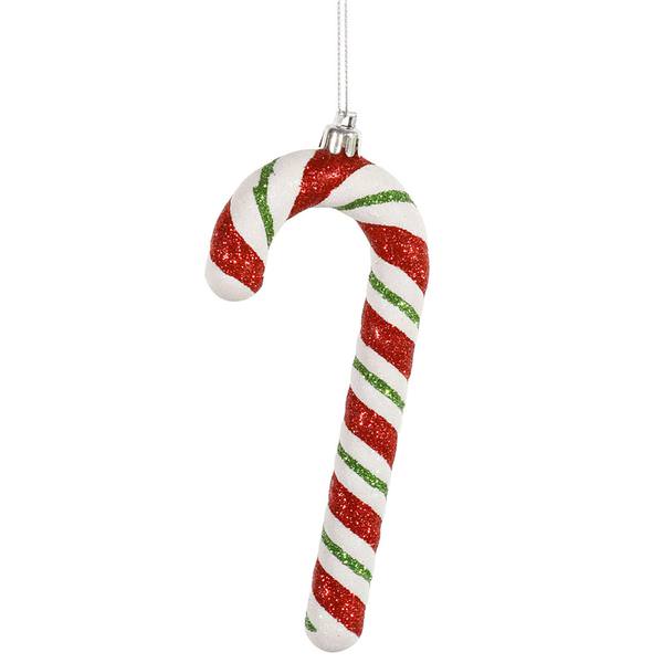 6" Red / White / Green Candy Cane Ornament (4 pack)