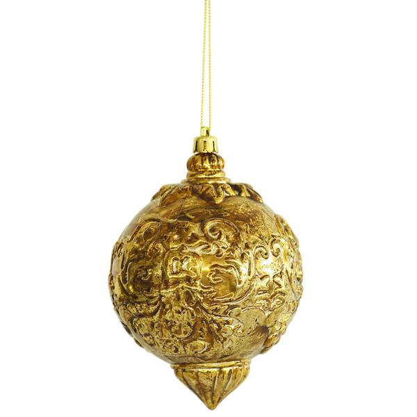 5.5" Antique Gold Ball Drop Ornament (2 pack)