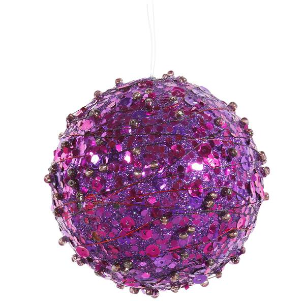 4" Purple Sparkle Kissing Ball Ornament with Hanger