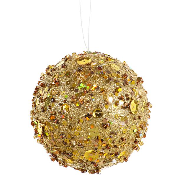 4" Gold Sparkle Kissing Ball Ornament with Hanger