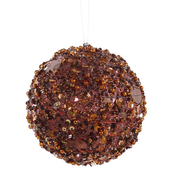 4" Chocolate Sparkle Kissing Ball Ornament with Hanger