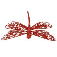 Vickerman 6" Red Glittered Dragonfly Ornament with Clip