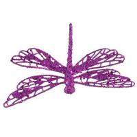 Vickerman 6" Purple Glittered Dragonfly Ornament with Clip