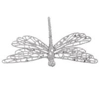 Vickerman 6" Silver Glittered Dragonfly Ornament with Clip
