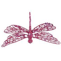 Vickerman 6" Cerise Glittered Dragonfly Ornament with Clip