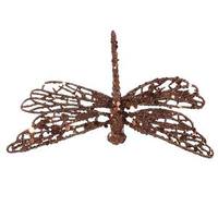 Vickerman 6" Chocolate Glittered Dragonfly Ornament with Clip