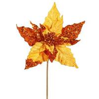 Vickerman 10" Copper Velvet Mica Poinsettia Pick