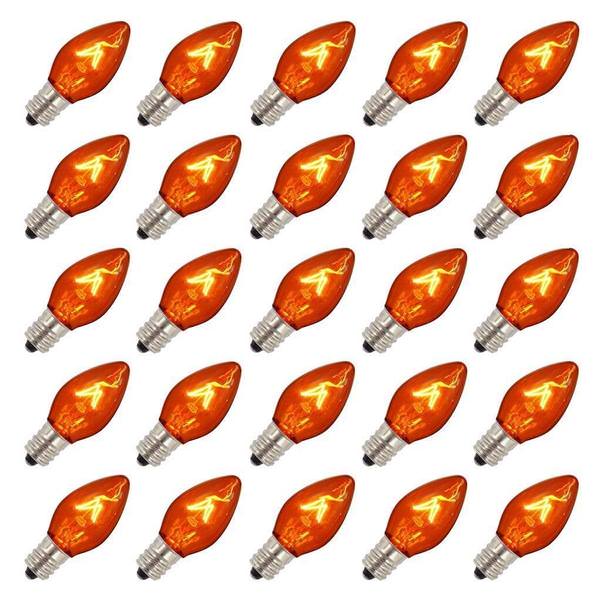 5 watt 120 volt C7 Candelabra Screw Base Transparent Amber Twinkle (25 pack)