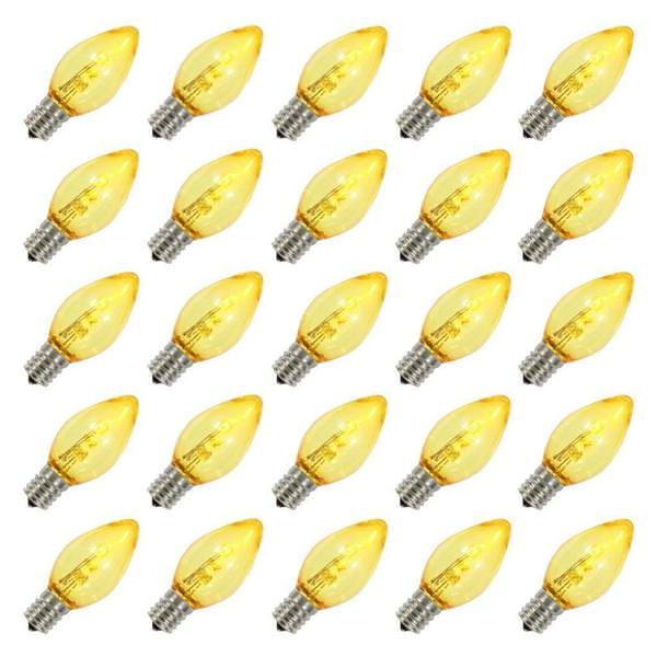 5 watt 130 volt C7 Candelabra Screw Base Transparent Yellow Twinkle (25 pack)