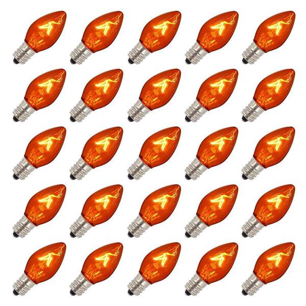 7 watt 130 volt C9 Intermediate Screw Base Transparent Amber (25 pack)