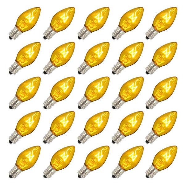 5 watt 130 volt C7 Candelabra Screw Base Transparent Gold (25 pack)