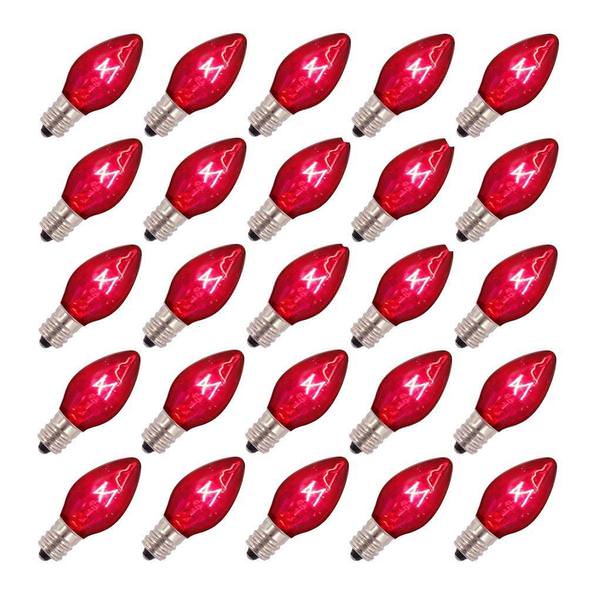 5 watt 130 volt C7 Candelabra Screw Base Transparent Pink (25 pack)